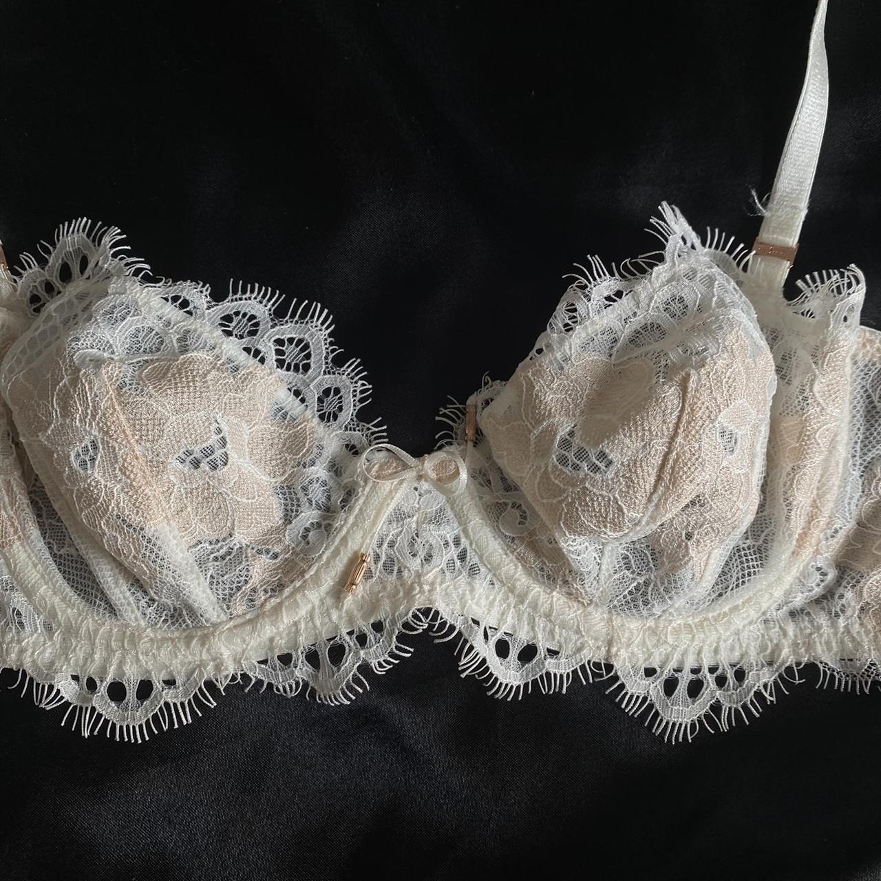 cutest most delicate lil bra its so pretty cream... - Depop