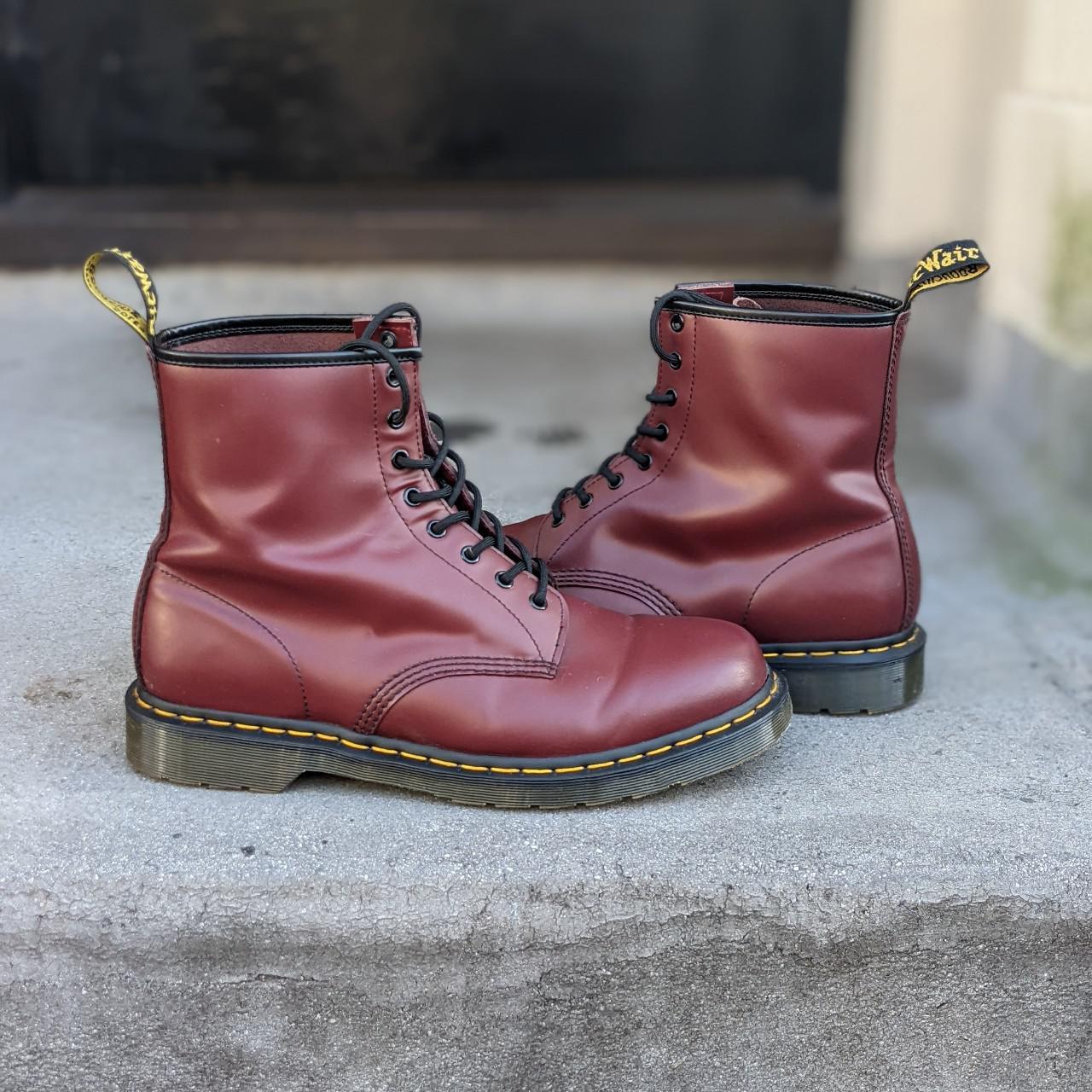 Dr Martens 1460 Cherry Red Smooth Leather Boots... - Depop