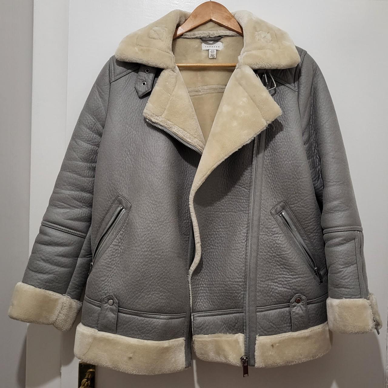 topshop grey shearling jacket