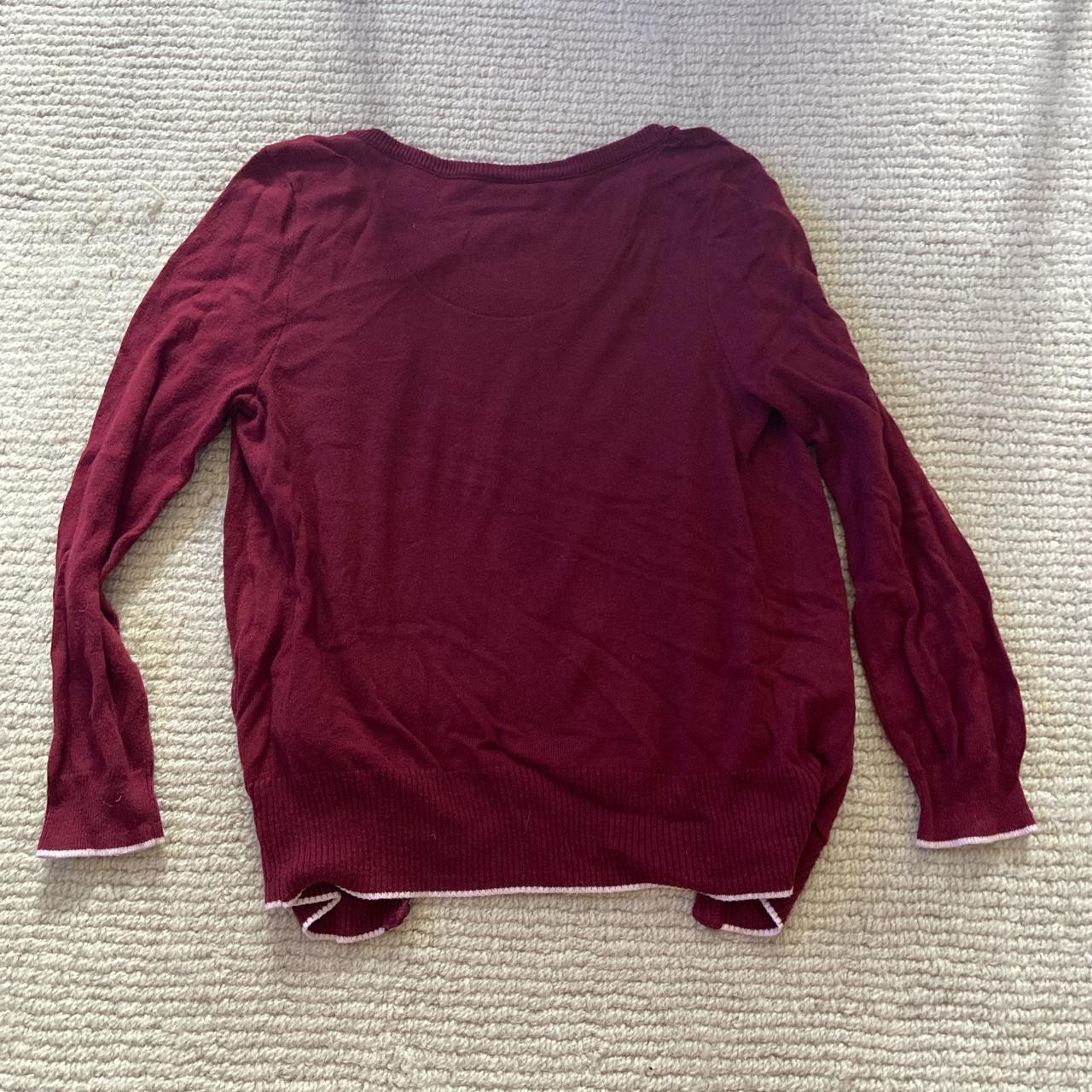 Hollister burgundy cardigan with white trim. Size... Depop