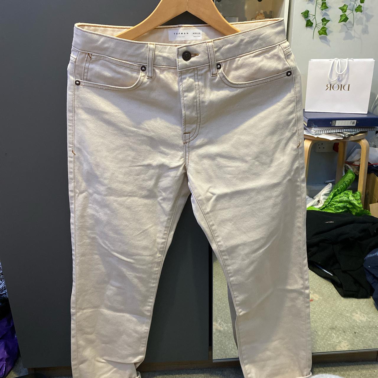 topman straight ecru jeans worn once size W30... Depop