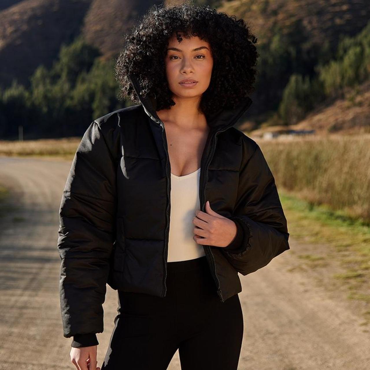 Puffer jacket in black, with adjustable strap in the... - Depop