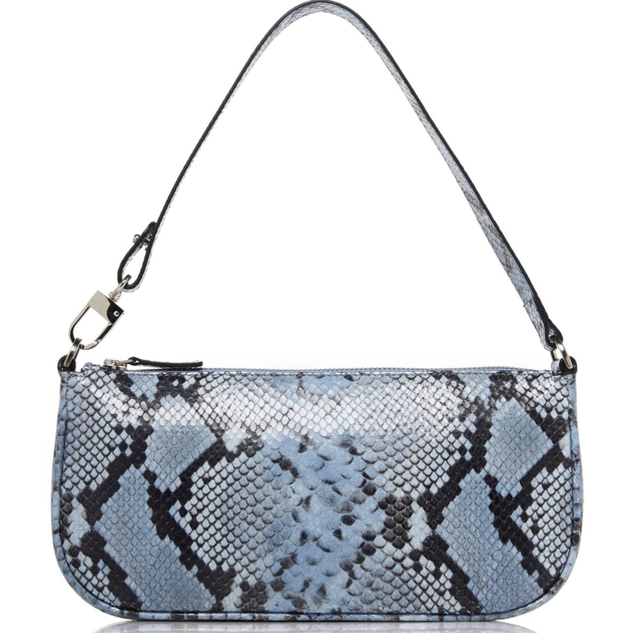 By Far RACHEL bag in blue snakeskin print