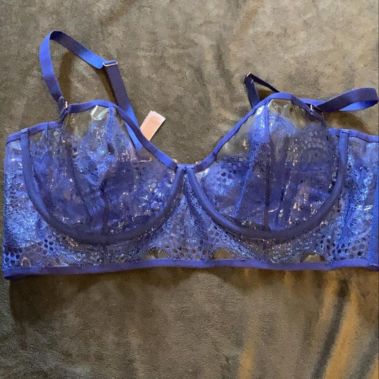 Fenty Bra // clear vinyl and lace accents Plus size 3x - Depop