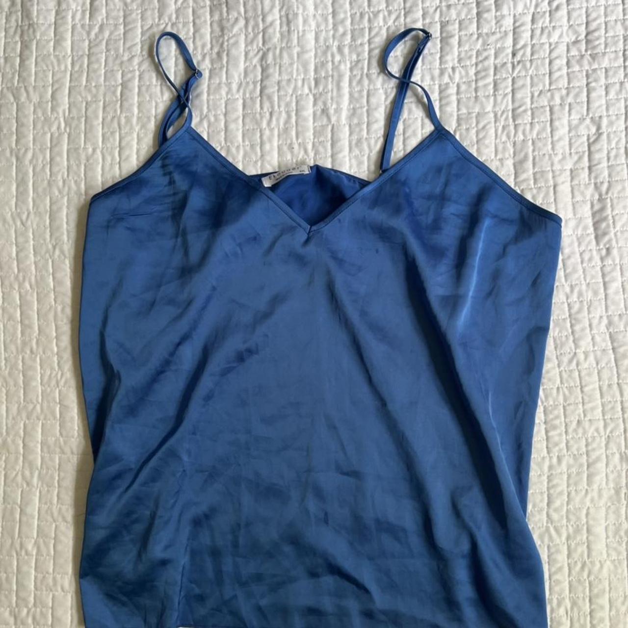 blue cami slip #lingerie #silk #vintage - Depop