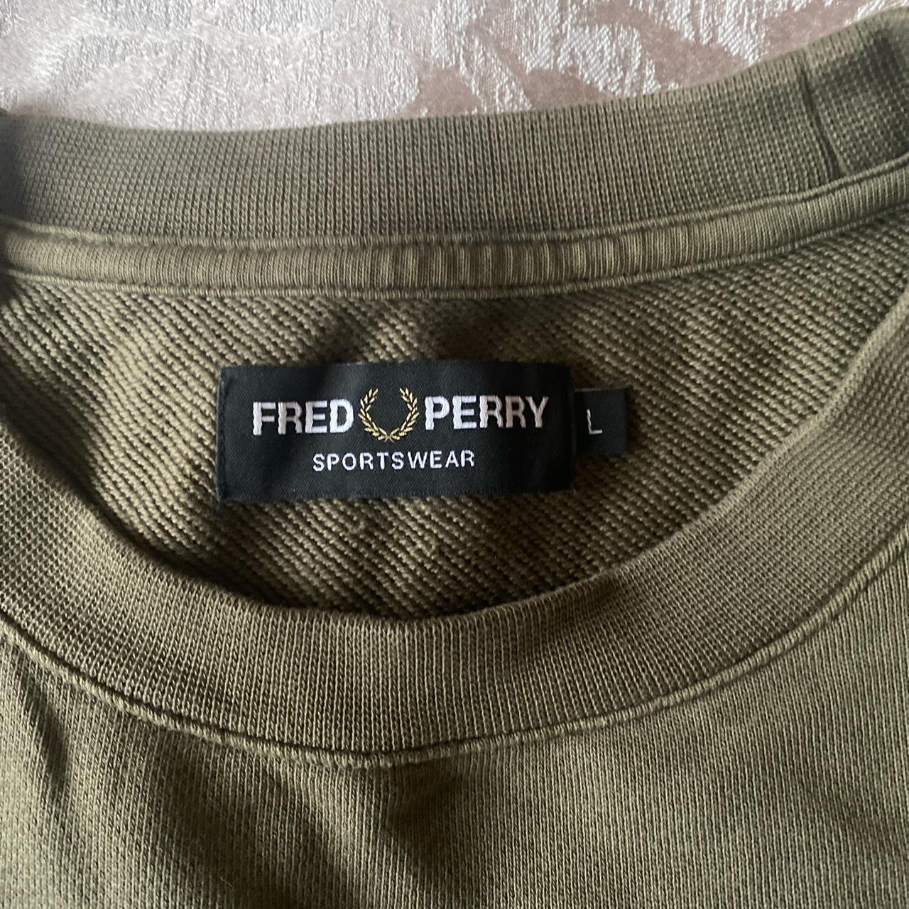 Fred Perry Men's Khaki and Green Jumper | Depop