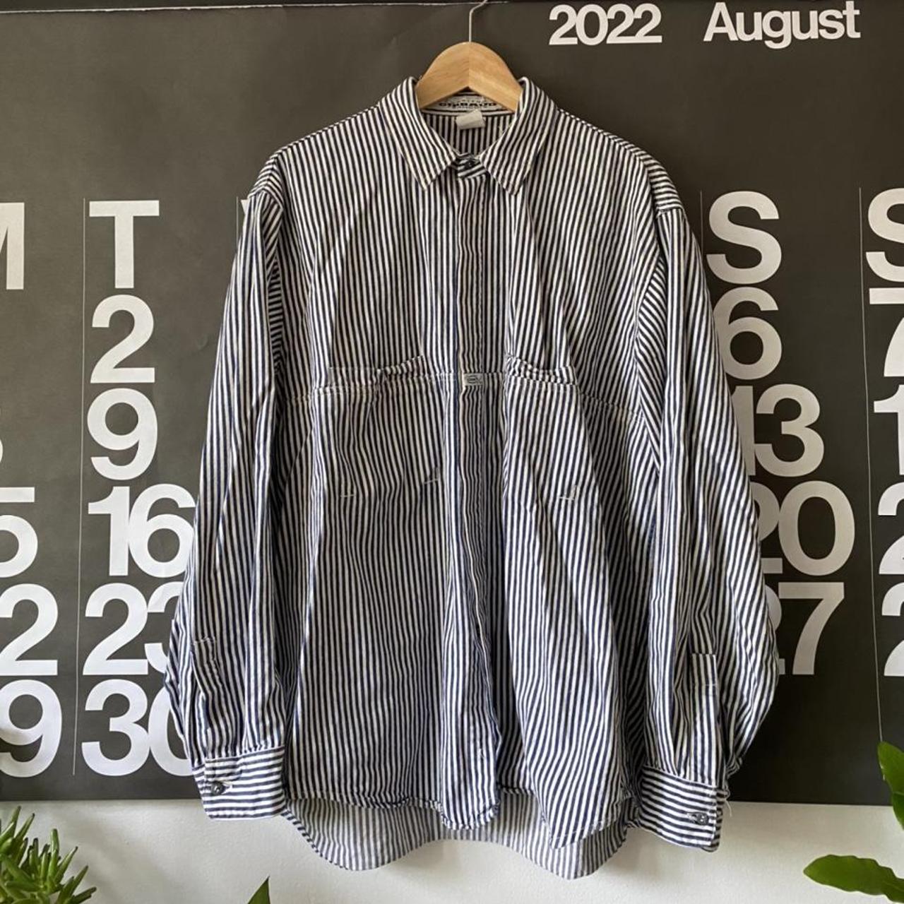 Vintage rare 90s Girbaud train stripe over shirt.... - Depop