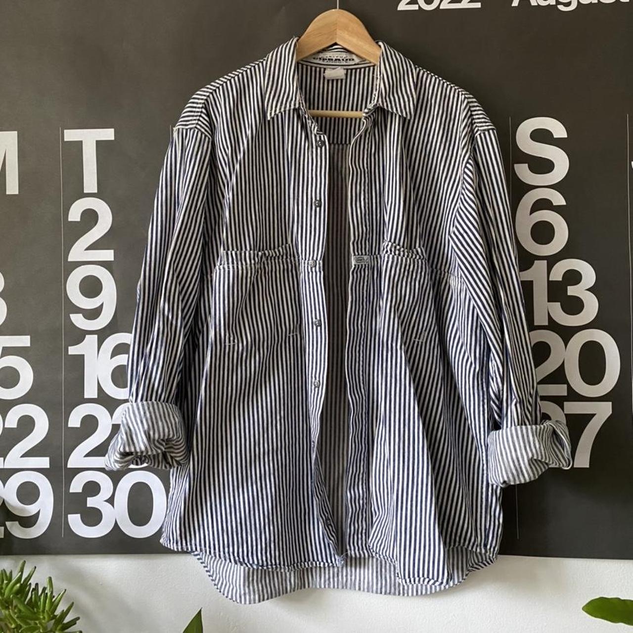 Vintage rare 90s Girbaud train stripe over shirt.... - Depop