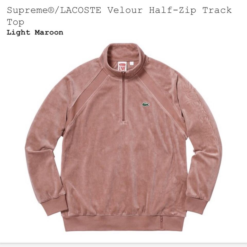 Supreme x Lacoste Velour Half-Zip Track Top Size... - Depop