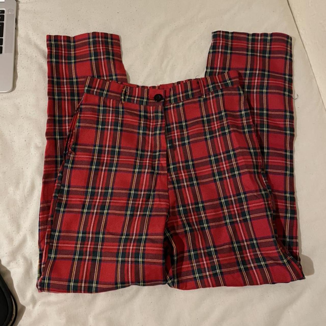 checkered / checked patterned trousers size S - Depop