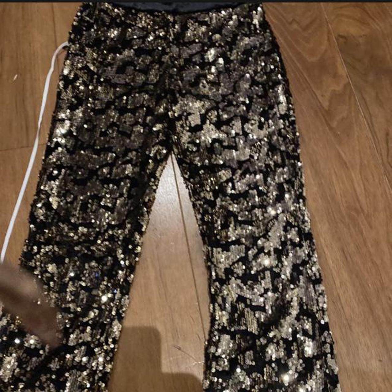 Forever Unique Trousers Womens Gold Sequin