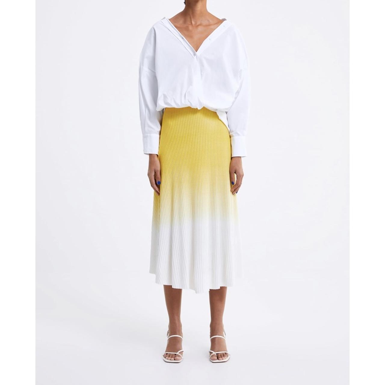 Zara yellow 2025 pleated ombre skirt