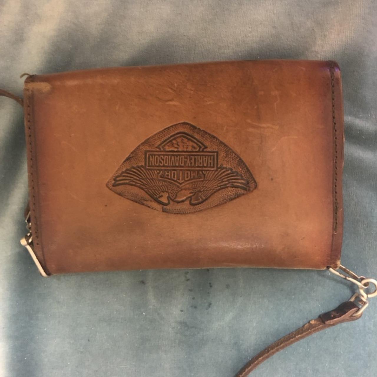 Harley-Davidson Women's Vintage B&S Embroidery Leather Coin Pouch