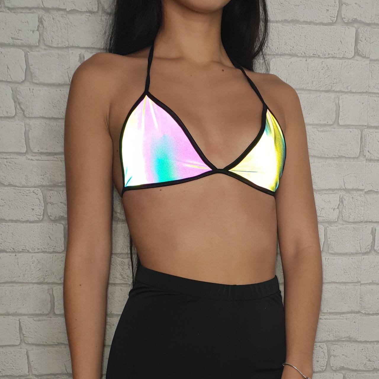 RAINBOW REFLECTIVE BRA 🌈 triangle bra, reflective on
