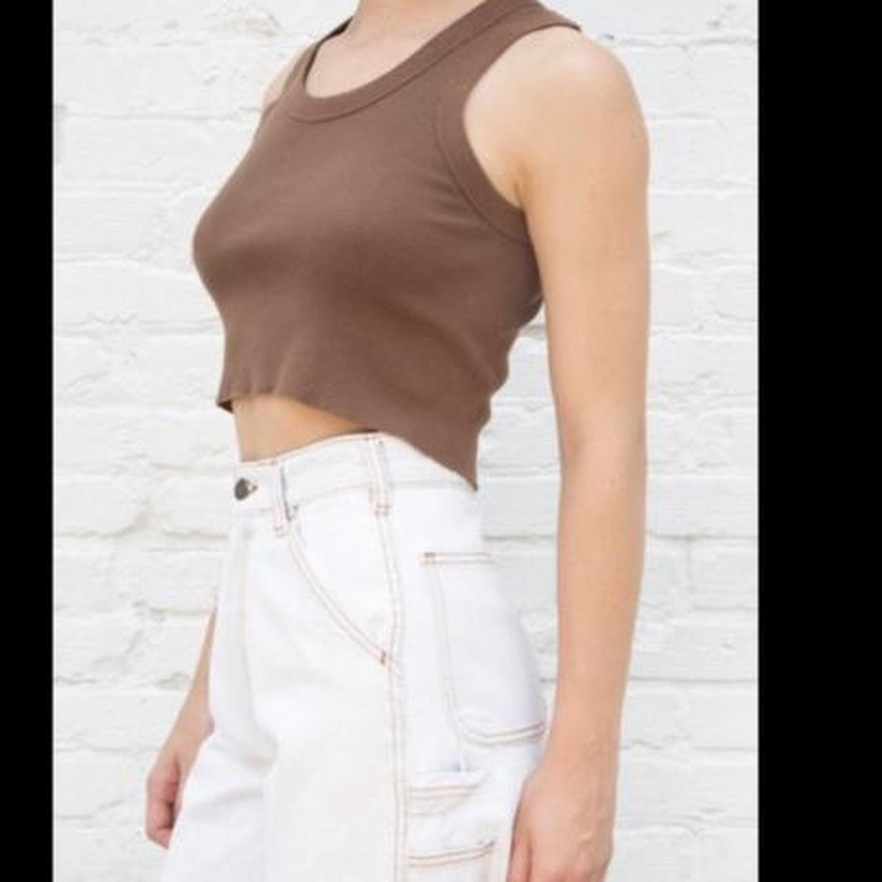 brandy melville connor tank top. cropped, ribbed,... Depop