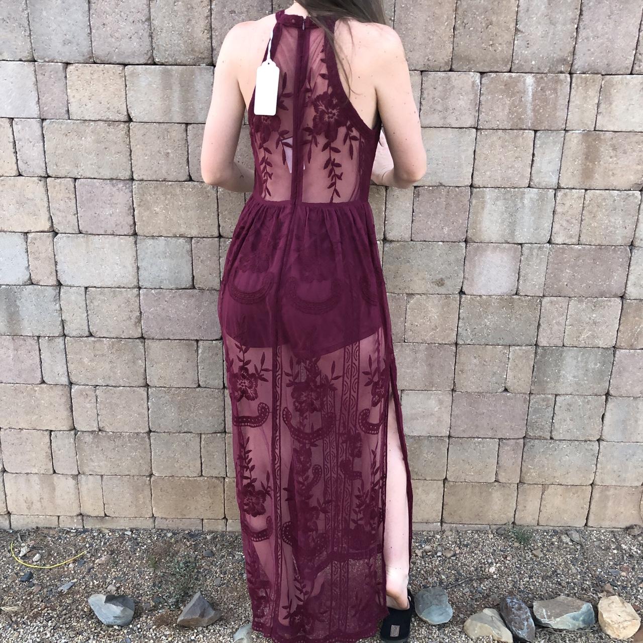 Burgundy lace maxi shop romper