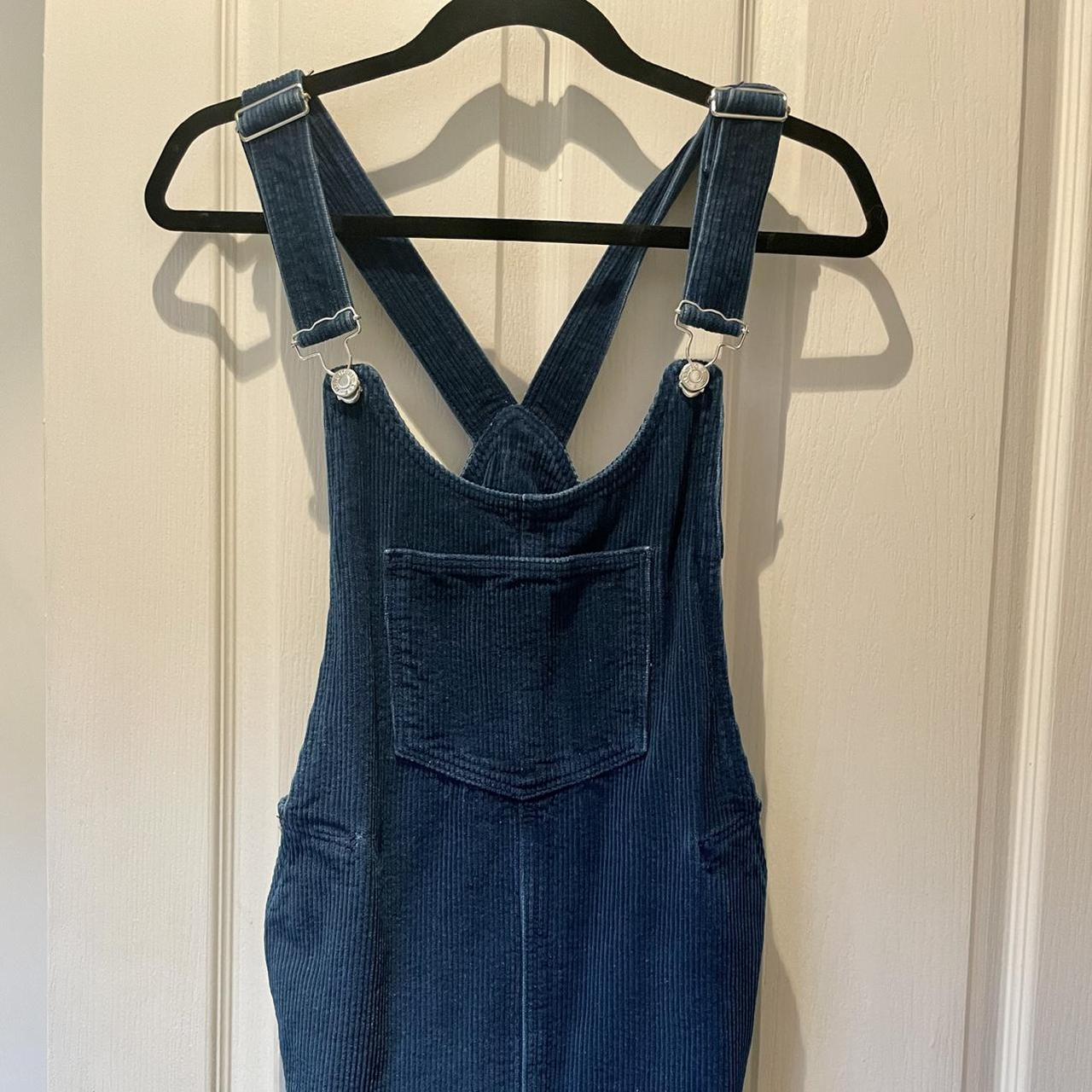 Blue corduroy pinafore / dungaree dress. Good... - Depop