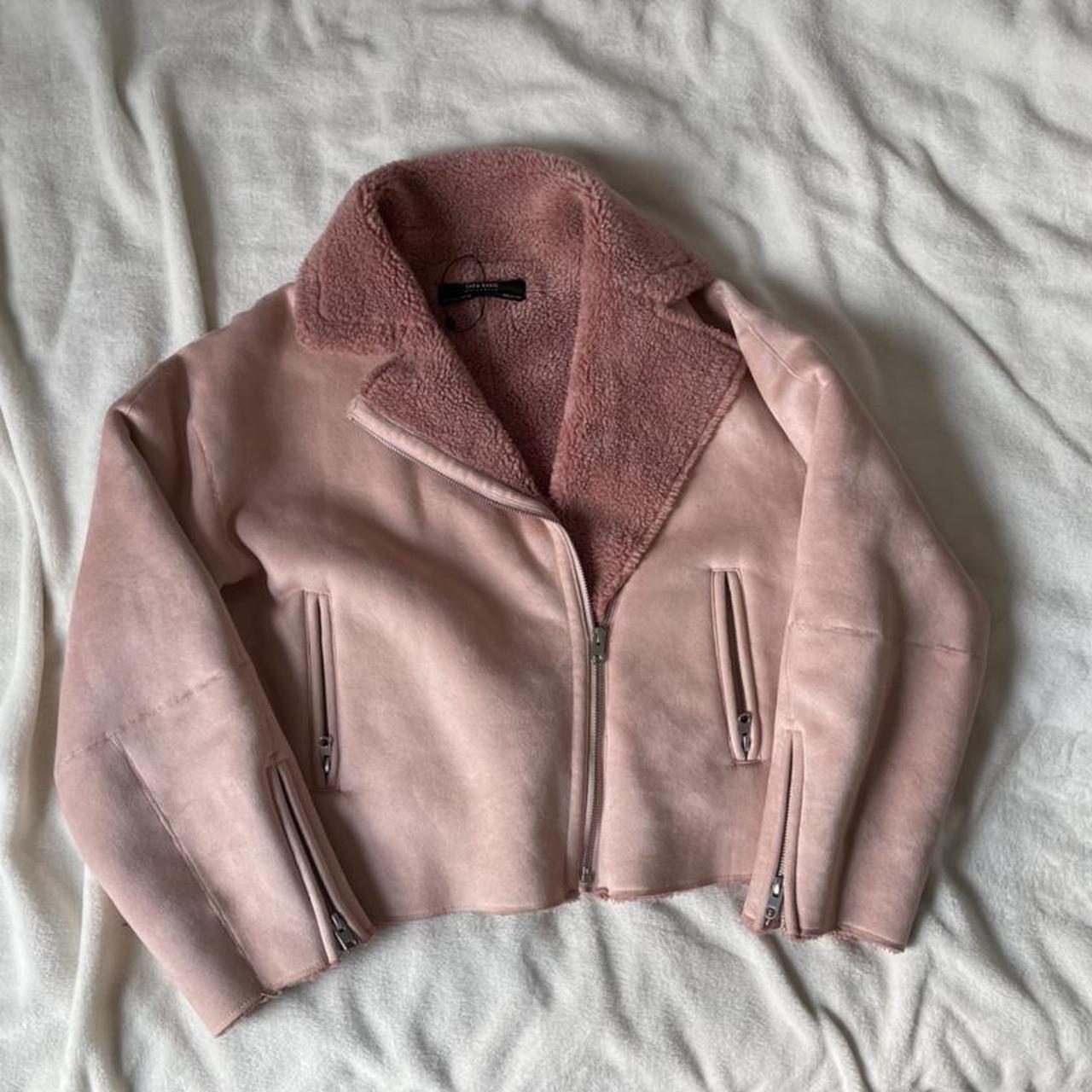 zara pink fleece jacket