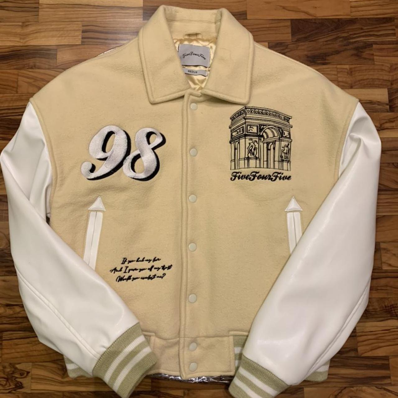 cream varsity jacket