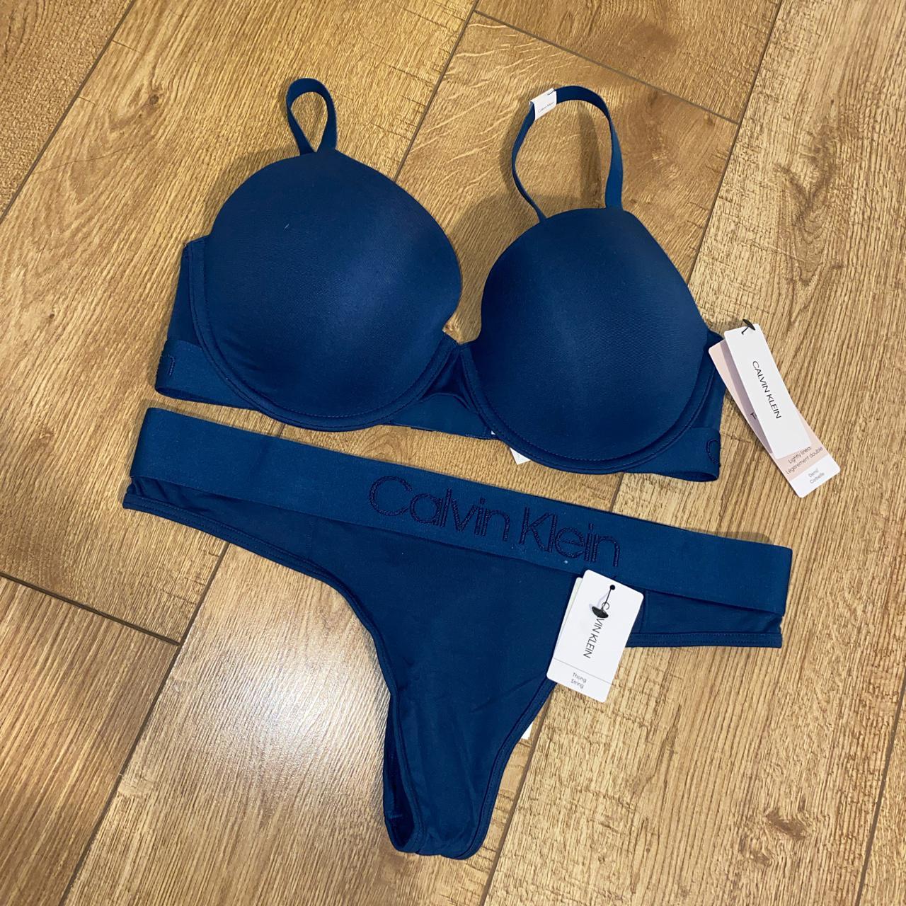 Calvin Klein Bra And Thong Bra 34d Thong M Never Depop