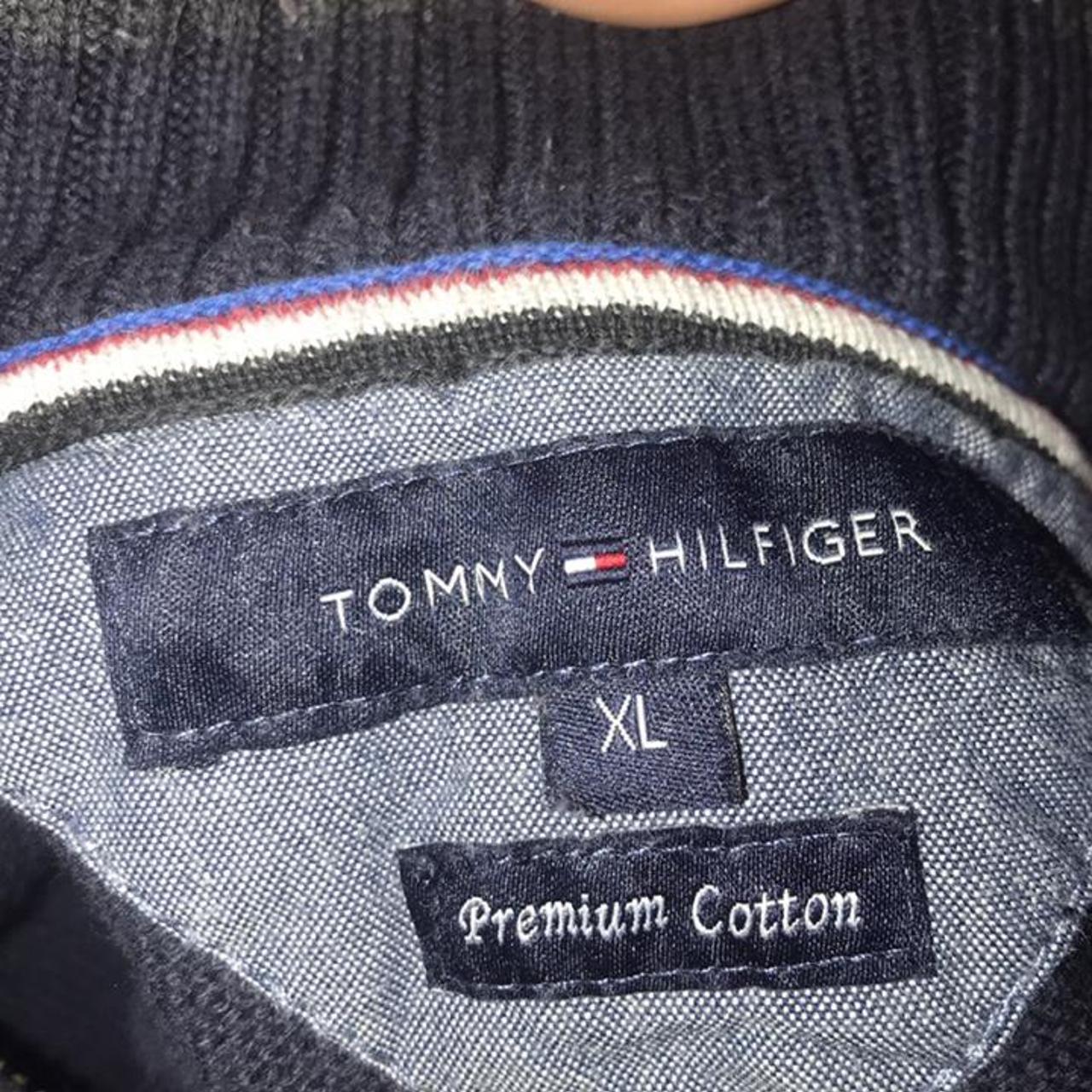 Vintage navy Tommy Hilfiger half zip up jumper /... - Depop