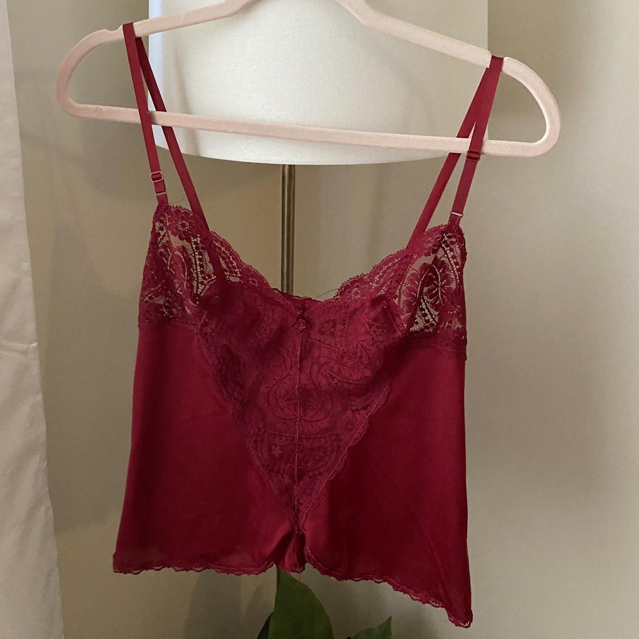 LUXXE VINTAGE 80'S BRIGHT CHERRY RED LACE STRAPLESS - Depop