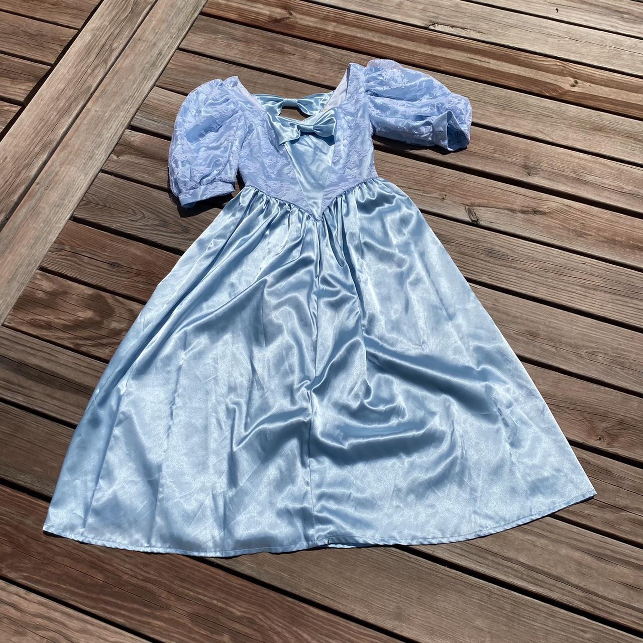 80’s formal dress Pastel blue silk-y lace dress No... - Depop