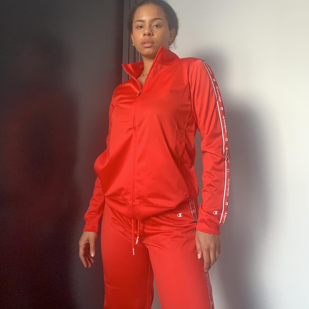 Red champion jogging hot sale suit