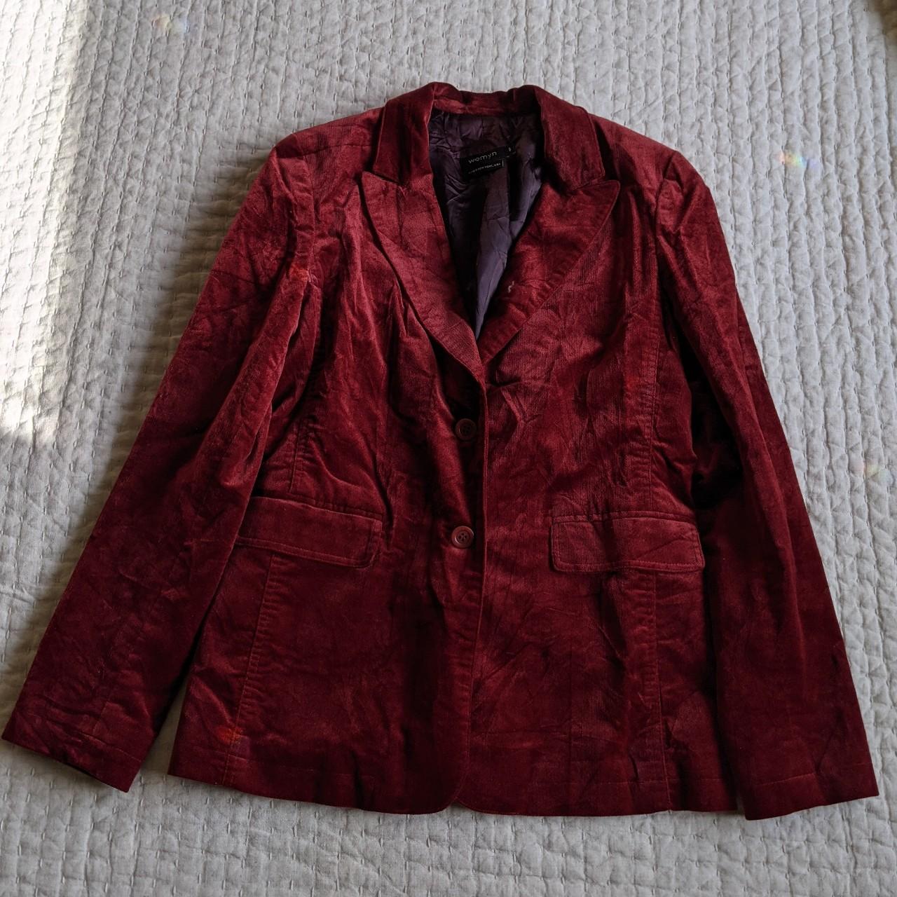 Crushed red velvet outlet jacket