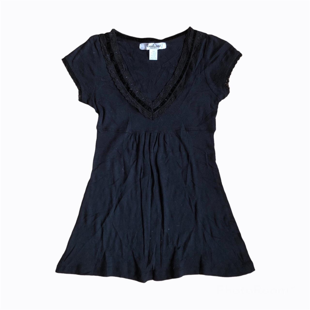 babydoll top black empire waist, v neck babydoll top... Depop