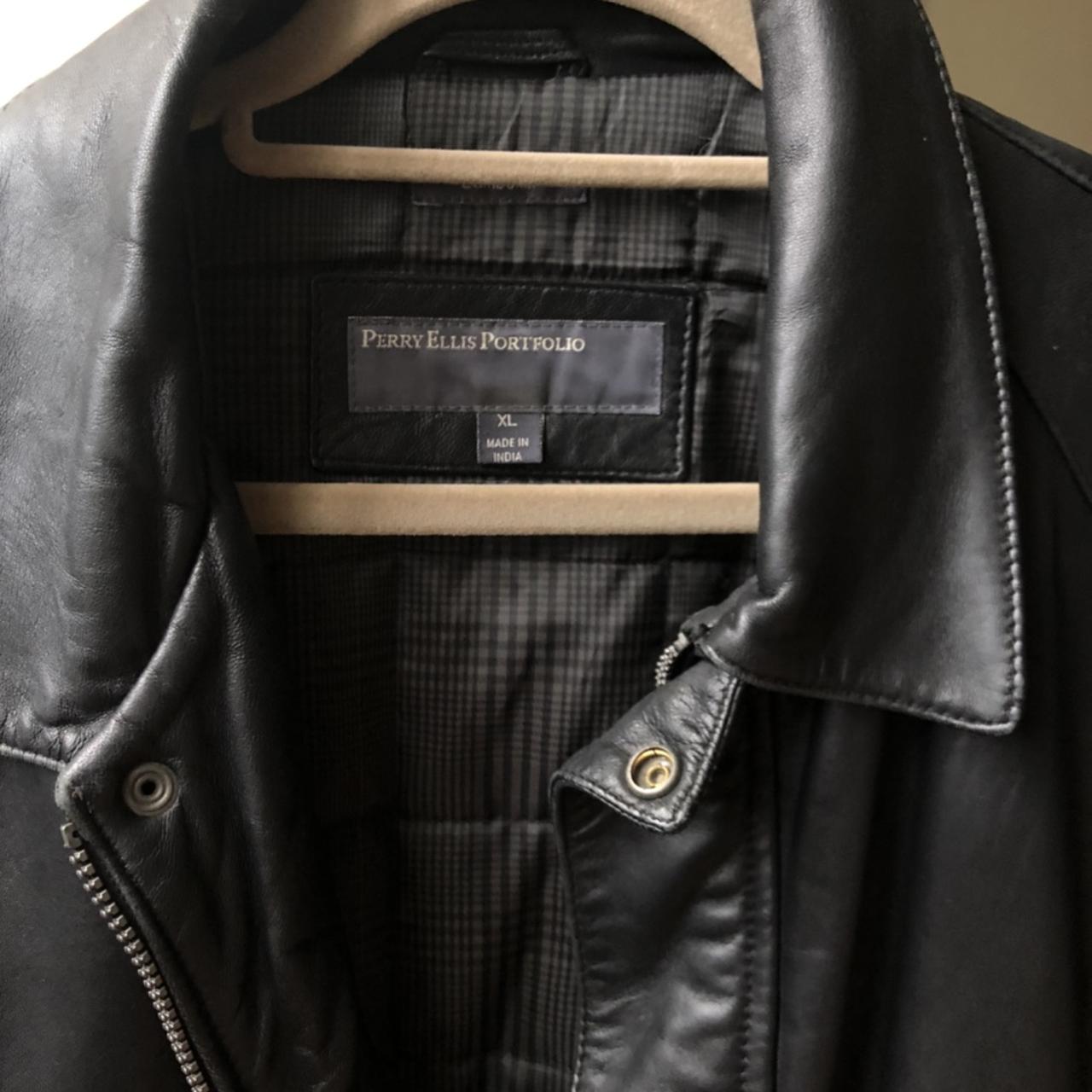 Perry Ellis Portfolio Mens Large Black Genuine Leather