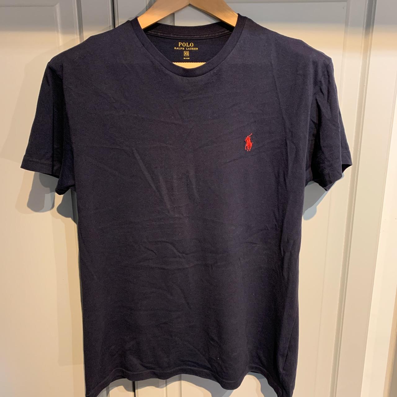 Ralph Lauren t shirt navy blue, red logo XS fits... - Depop