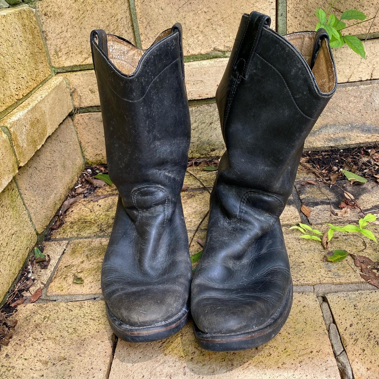 Amazing black Vintage leather boots. Perfectly worn... - Depop