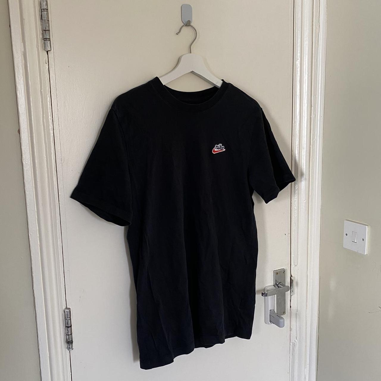 Nike Heritage T-shirt Black Top, Red and White... - Depop