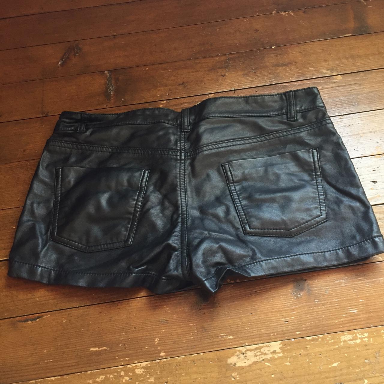 H&M Black Faux Leather Shorts / No damages / #handm... - Depop