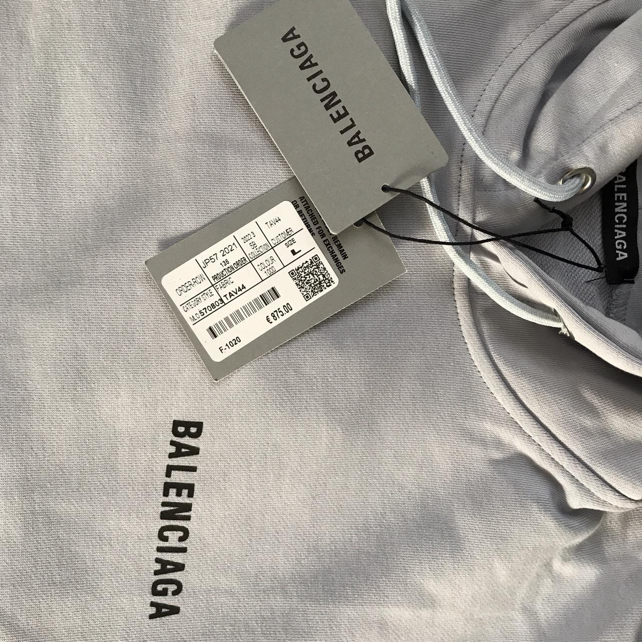 Balenciaga Women's Grey and Blue Hoodie Depop