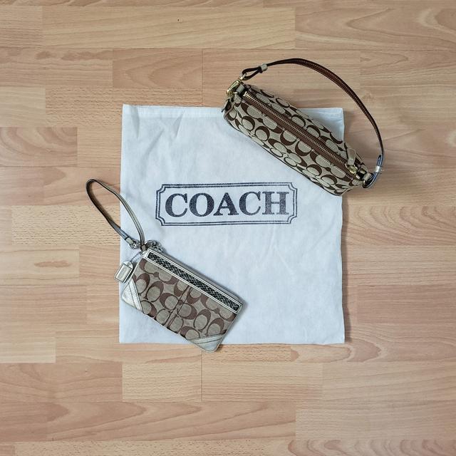 Vintage Coach Monogram Demi Pochette in a crimson - Depop