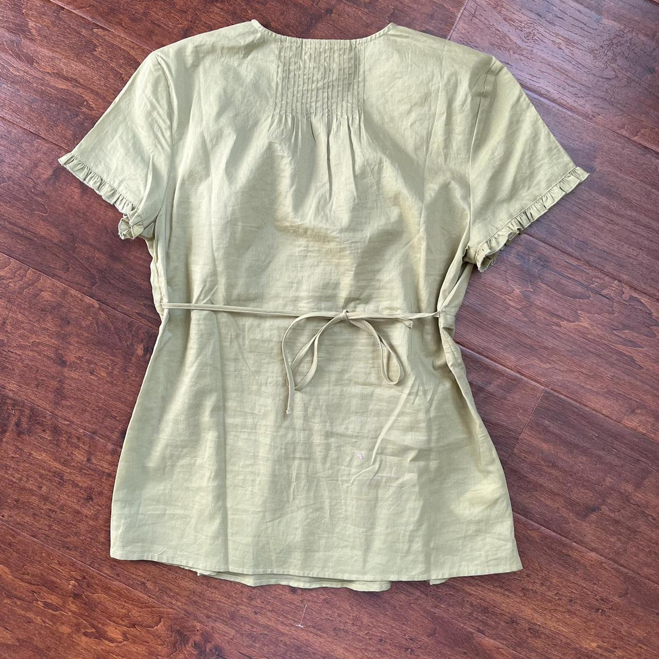 Vintage y2k green boho milkmaid babydoll blouse!... - Depop