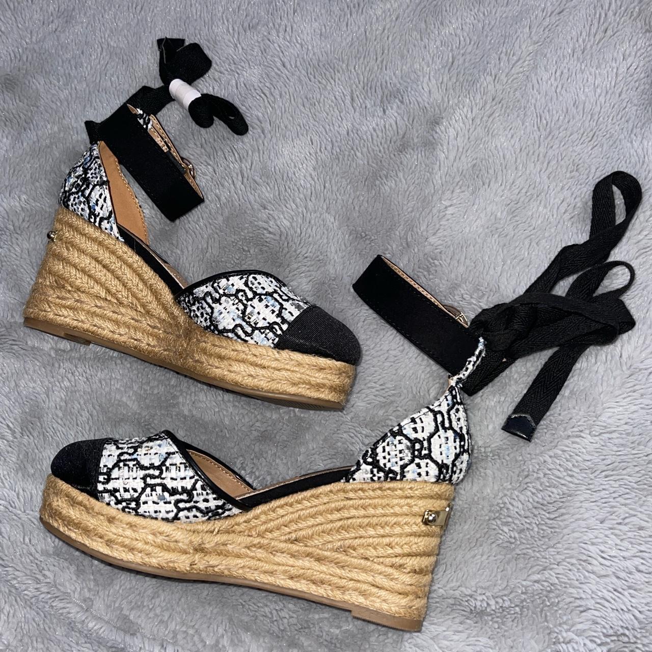 River island - Monogram wedges black white boucle... - Depop