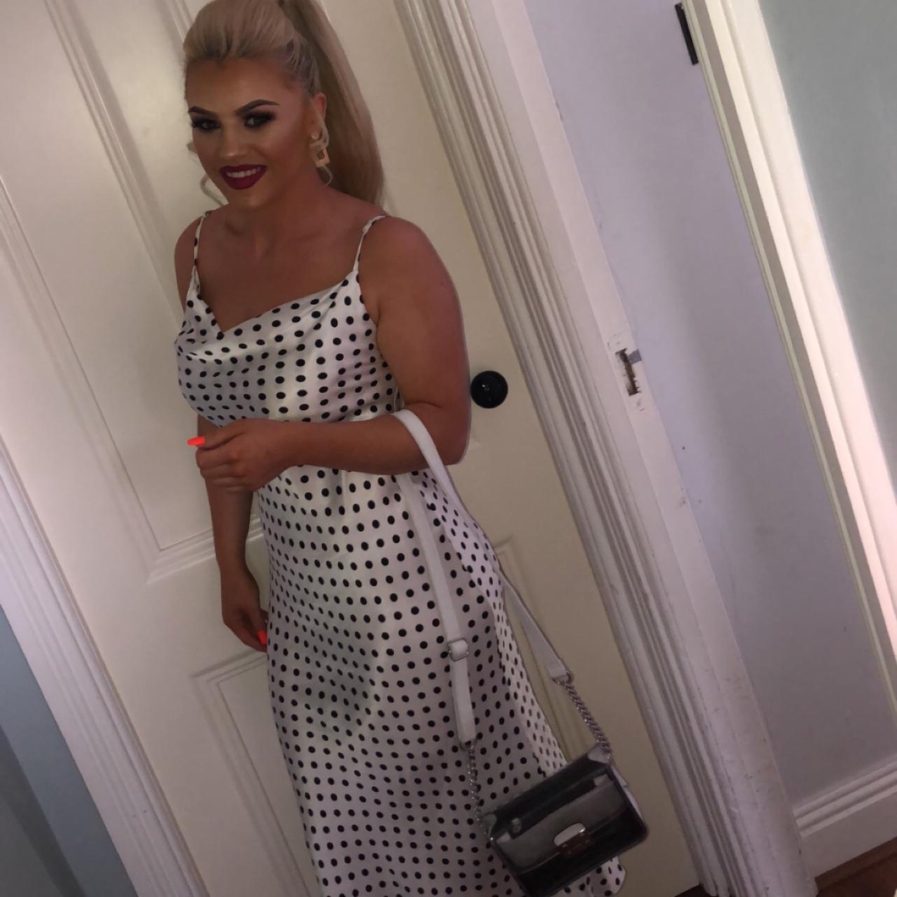 Cowl Neck Polka Dot Satin Dress Zara Zara White Silk Satin Polka