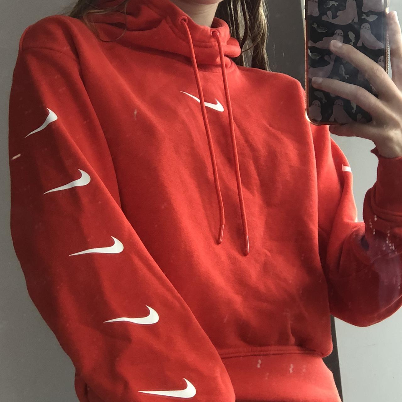 Crop Nike Red Hoodie Nike Ticks Down Sleeve With Depop 0294