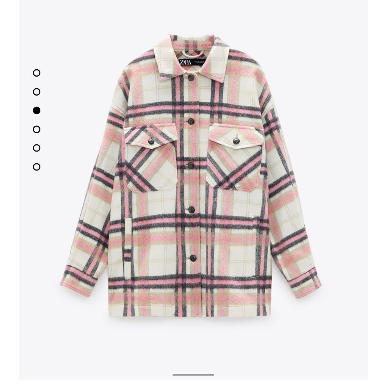 pink check shacket zara