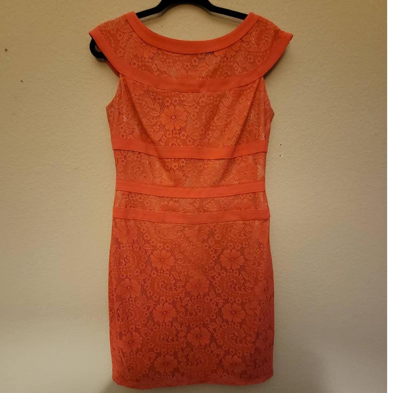 adrianna papell coral lace dress