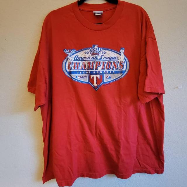 Majestic Texas Rangers 2010 World Series Red - Depop