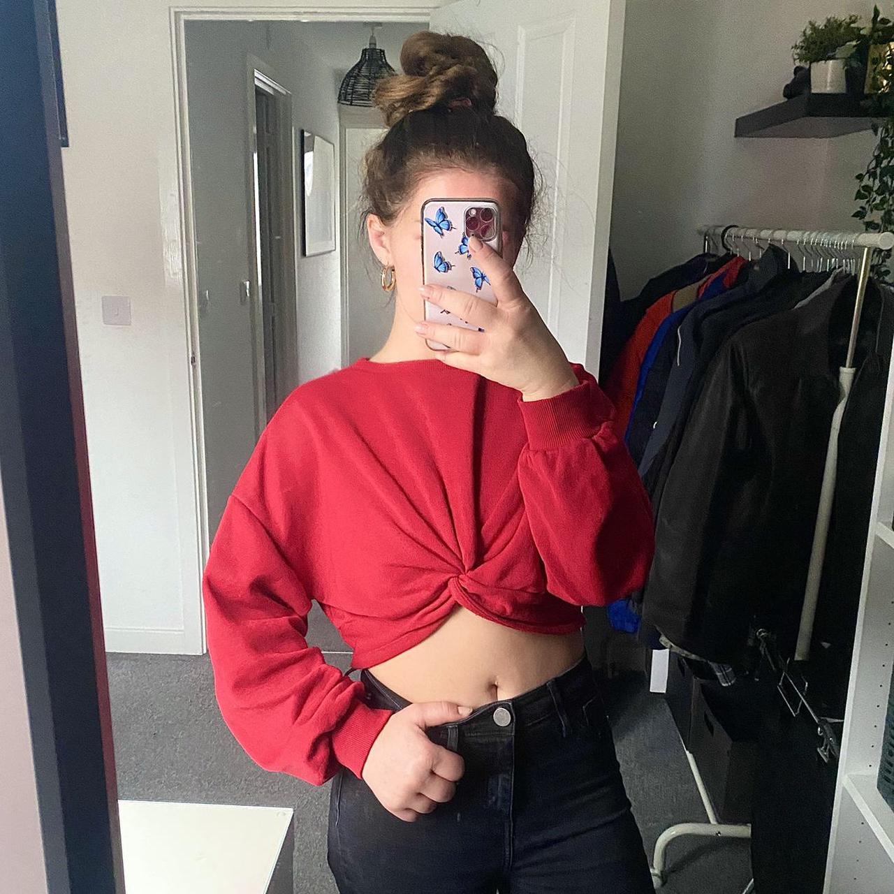 H&m red crop clearance top