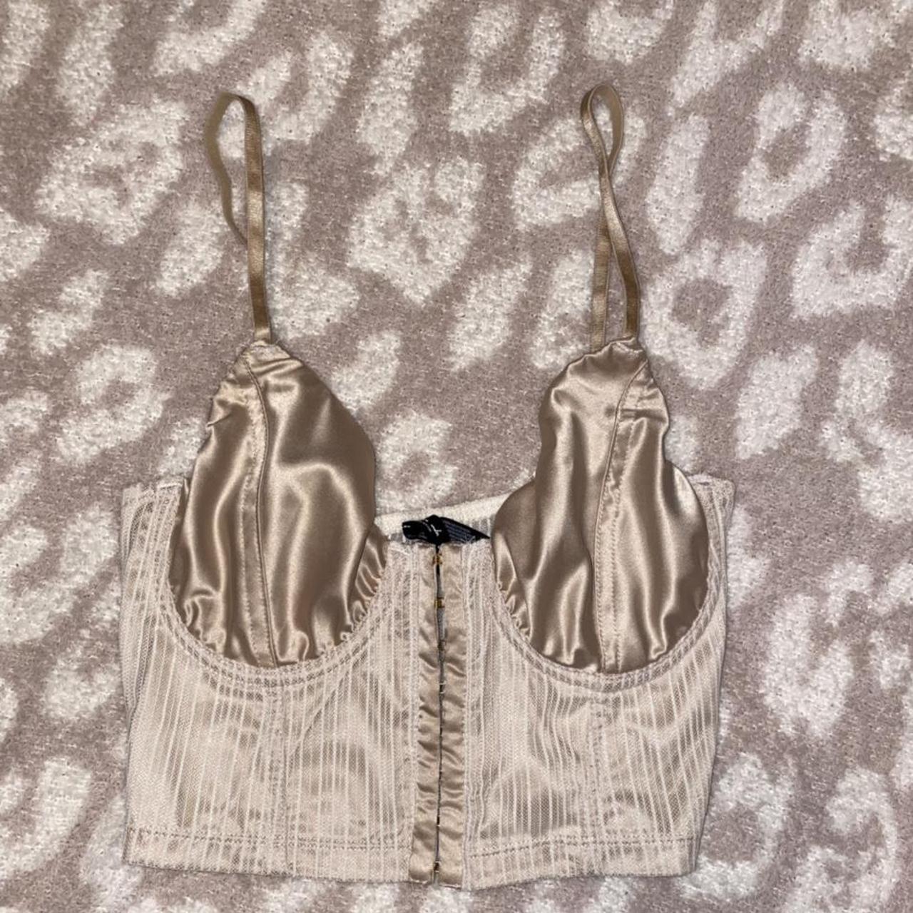 Urban Outfitters Women's Cream and Tan Corset Depop
