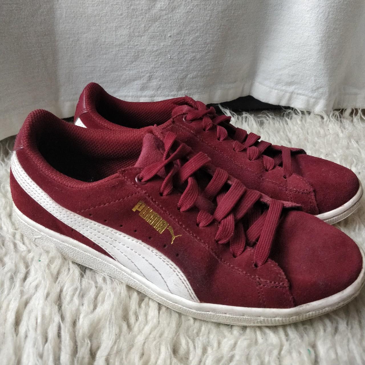 Burgandy Suede Puma Trainers. Great condition, a... - Depop