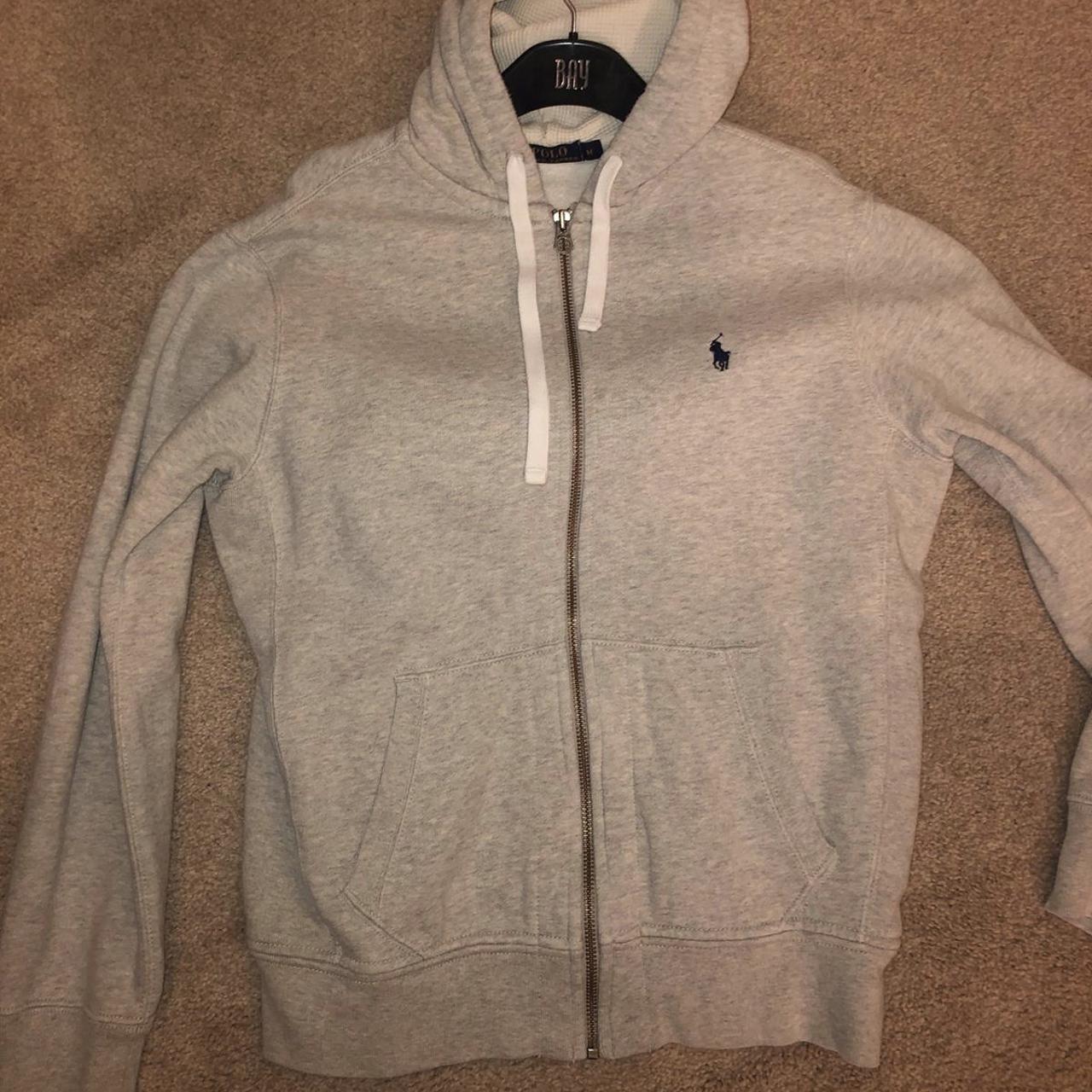 Ralph Lauren grey zip up hoodie. Good condition.... - Depop