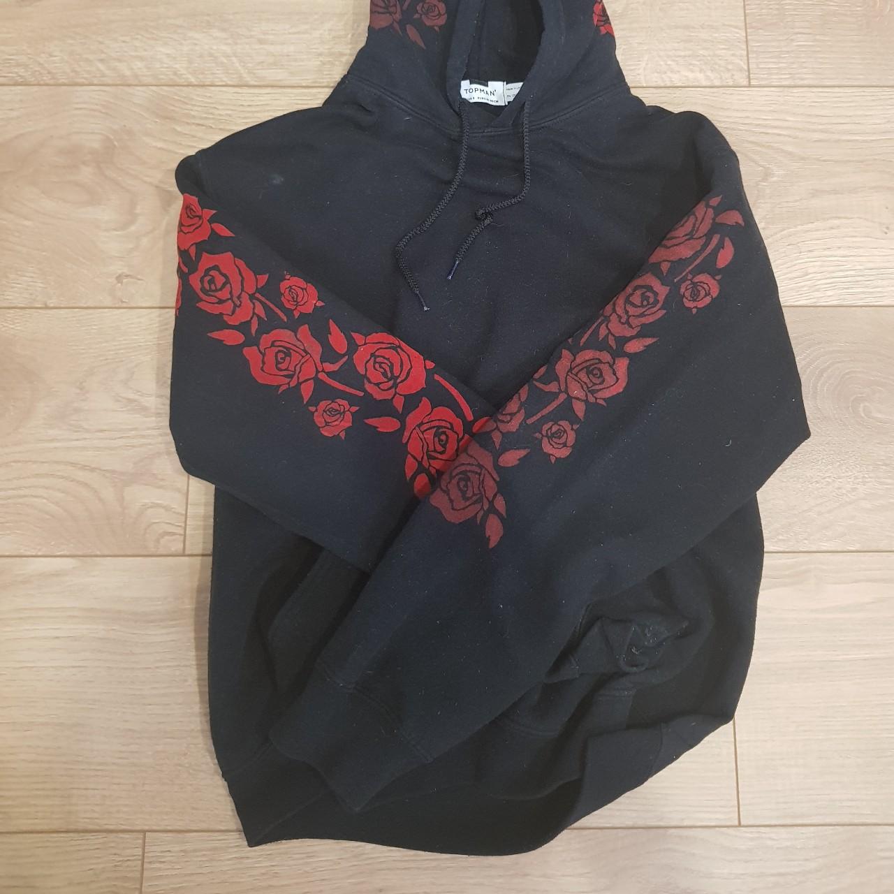 Black and 2024 red rose hoodie