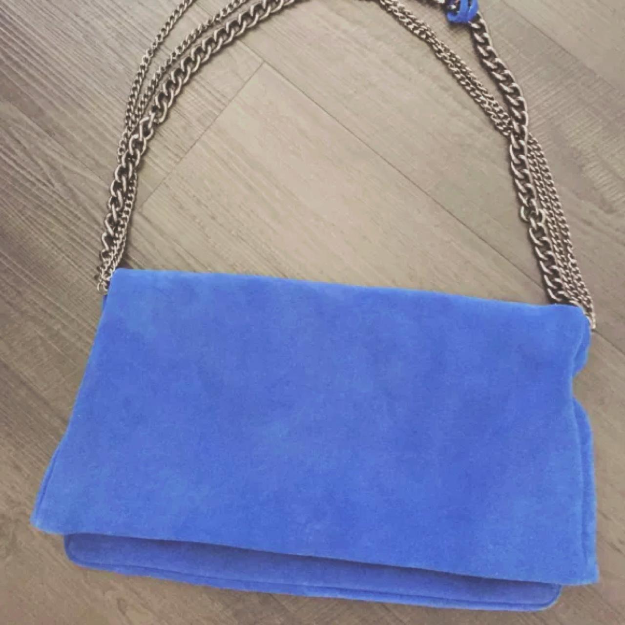 zara blue clutch